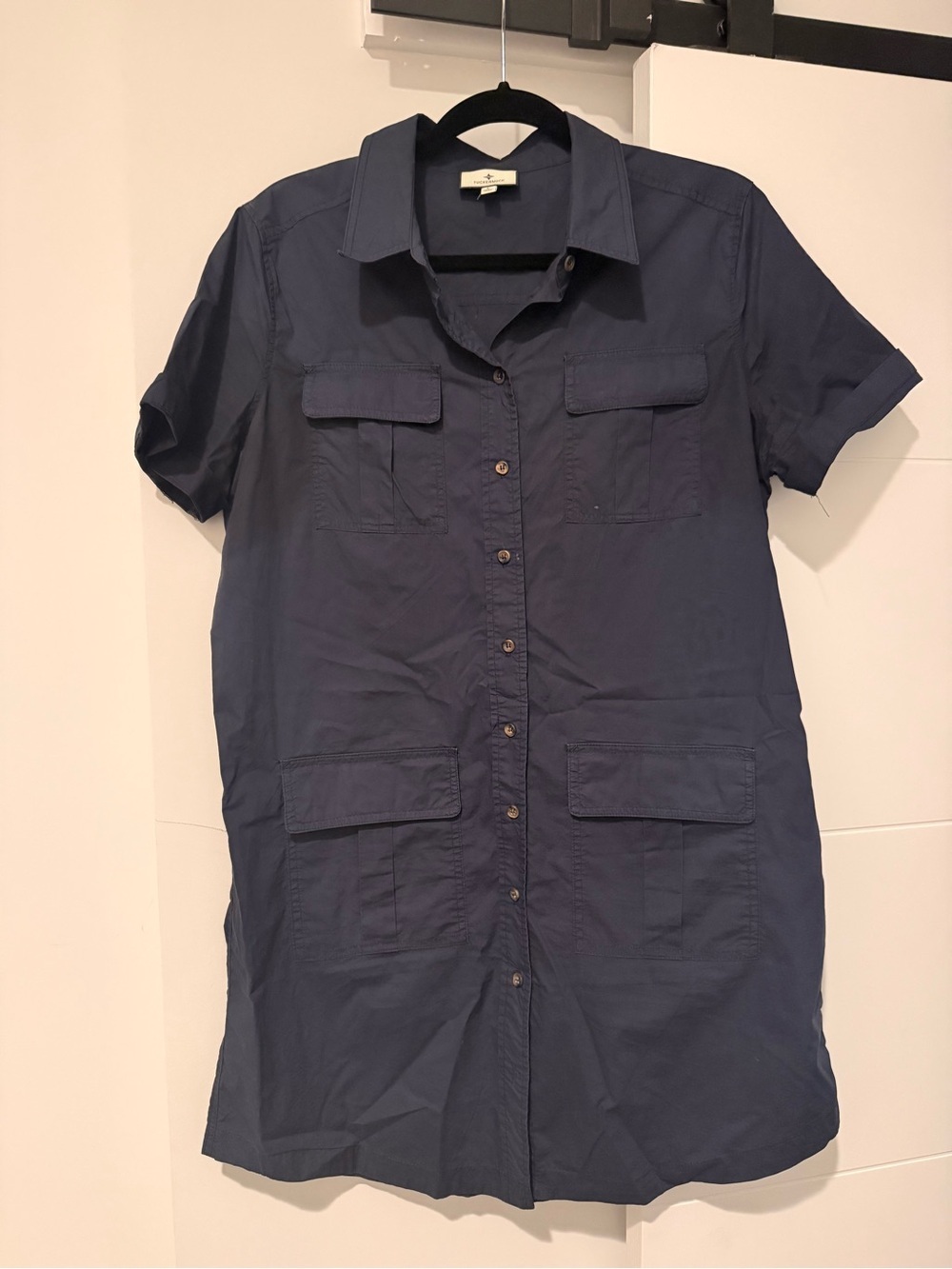Tuckernuck Navy Cargo Button-Front Shirt Dress - Picture 2 of 6